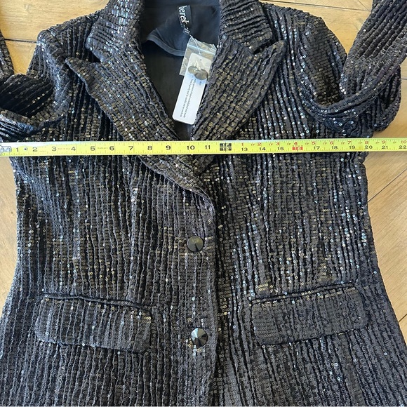 Retail $175 NWT Berek S Black Sequin Blazer Button Pockets Festive Evening Coat - Picture 4 of 12